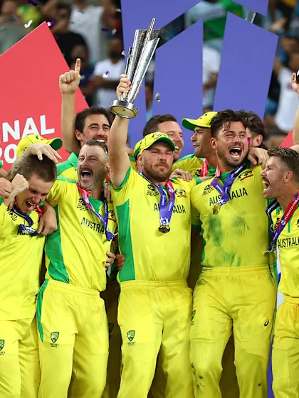 Australia lift the ICC Men's T20 World Cup trophy