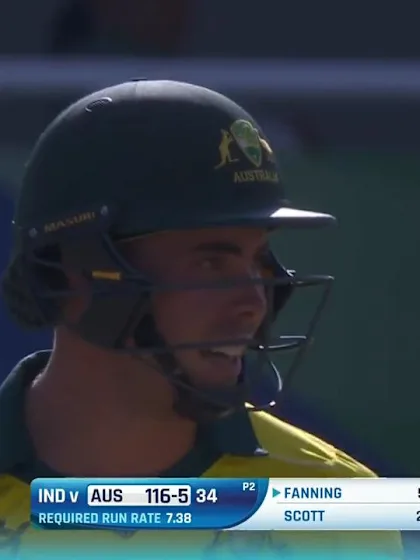 ICC U19 CWC: IND v AUS – Fanning goes down on a knee and launches a big one