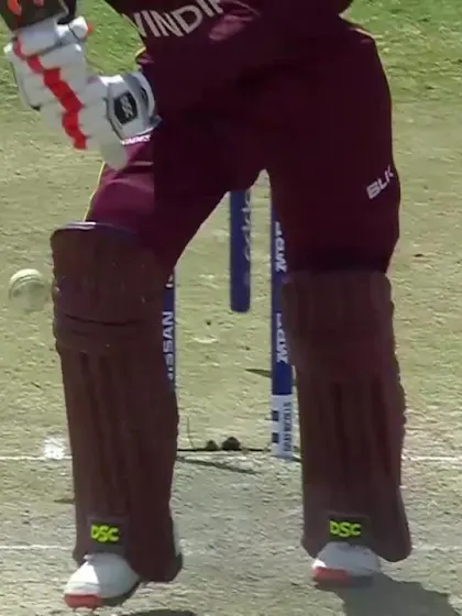 Keemo Paul's stumps are sent flying by Brad Wheal