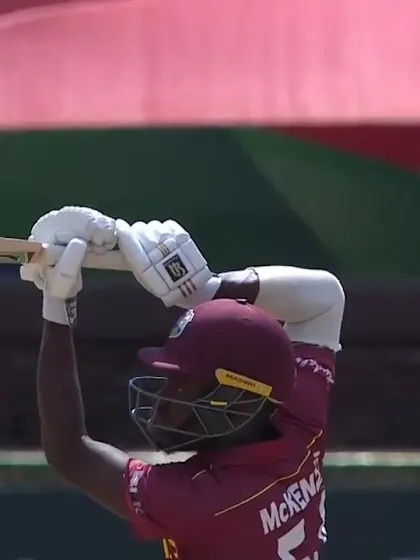 ICC U19 CWC: SA v WI – McKenzie holds his pose after a loft over long off