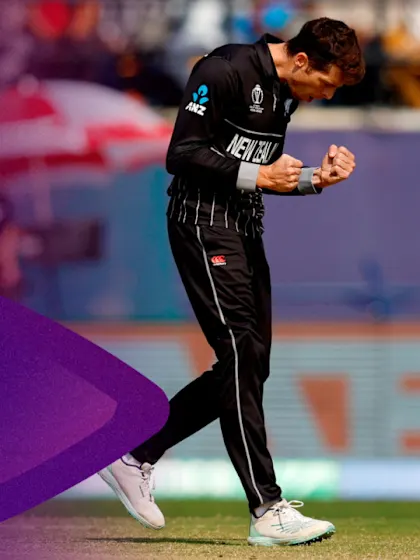 Logo of Every Mitchell Santner wicket | CWC23
