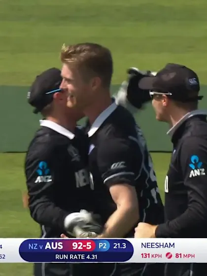 Logo of CWC19: NZ v AUS - Neesham has Maxwell caught and bowled