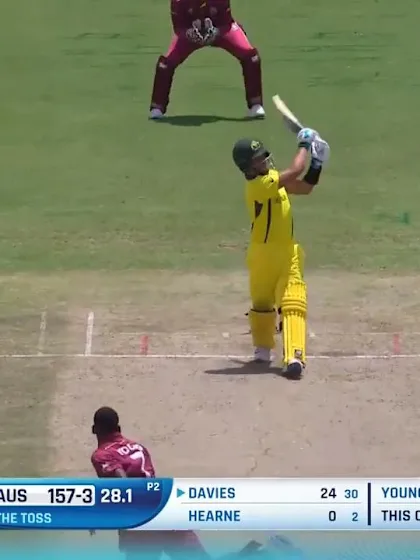 ICC U19 CWC: WI v AUS – Davies hoicks a big one over cow corner