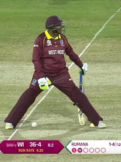 WI v Ban: Natasha McClean is bowled for 11