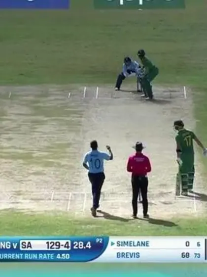 Rehan Ahmed removes Simelane | ENG v SA | ICC U19 Men’s CWC 2022