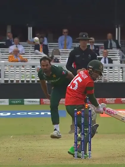 Logo of CWC19: PAK v BAN - Mushfiqur chops onto his stumps from Wahab