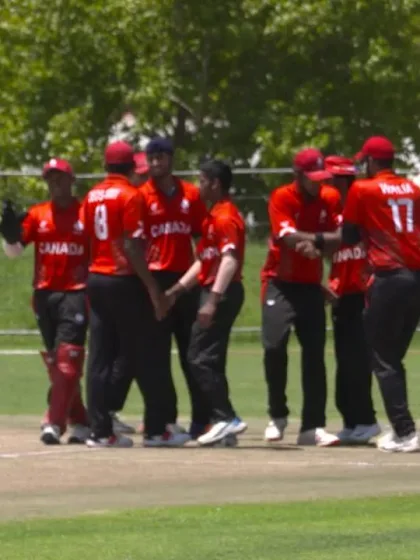  ICC U19 CWC: UAE v CAN – Canada players gleefully celebrate Tandon's dismissal