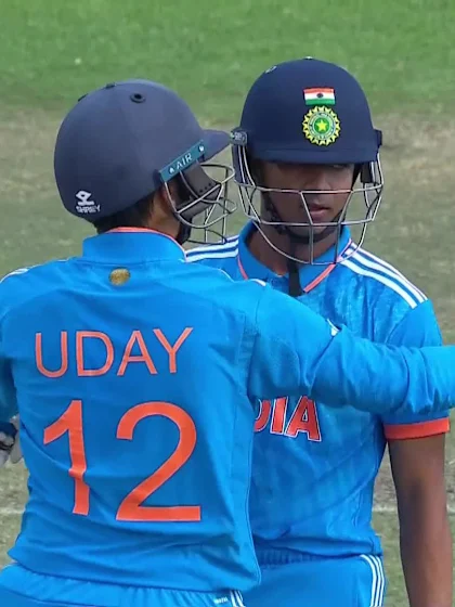 Logo of Sachin Dhas with a Four vs. South Africa