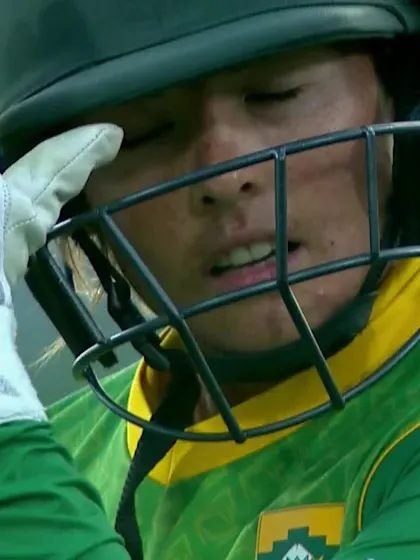 Logo of WICKET: Luus dug in but is beaten off the seam