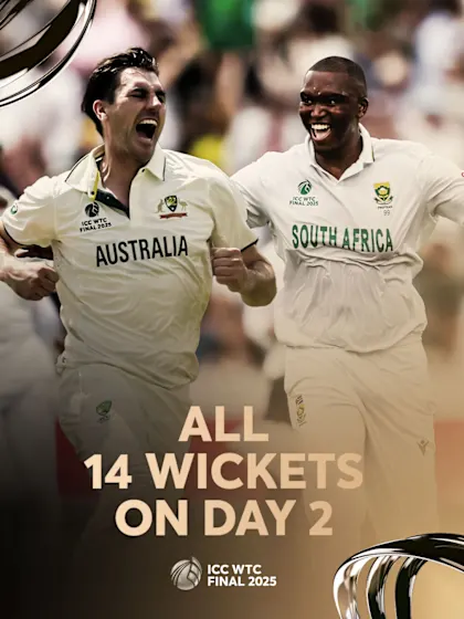 Logo of Another 14 wickets fall in staggering Day 2 | WTC25 Final