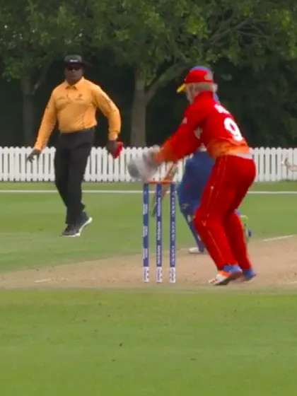 Namibia's Mollendorf hesitates and is run out for 17 against Zimbabwe
