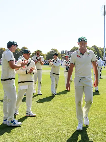 Logo of Australia hopeful of three-figure lead on tough Hagley Oval deck