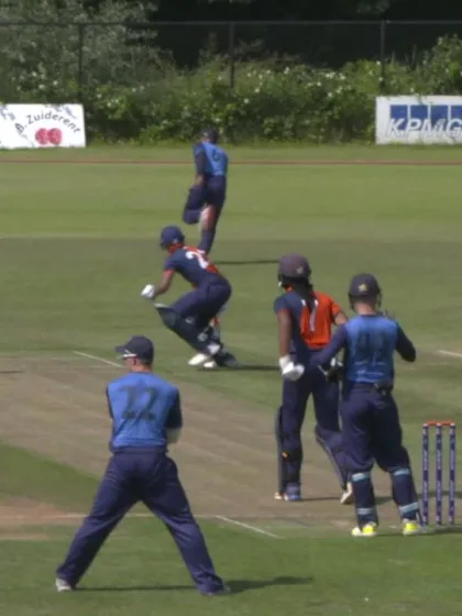 U19 CWC Europe Q: Ned v Sco - Opening batsman Vikramjit Singh of the Netherlands gets his 50