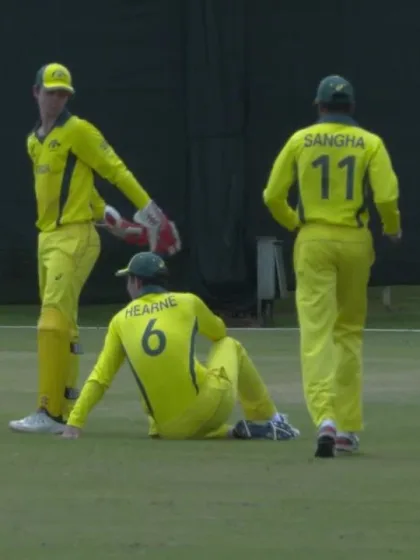 ICC U19 CWC: AUS v AFG – Rowe and Hearne collide while attempting to take a catch