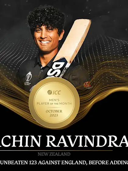 Ravindra and Matthews crowned ICC Players of the Month for October