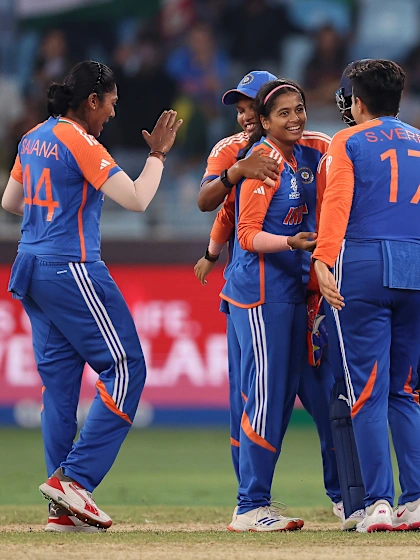 Shreyanka Patil with the big scalp of Chamari Athapaththu | WT20WC 2024