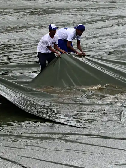 Heavy rain curtails first day with India 50/2 