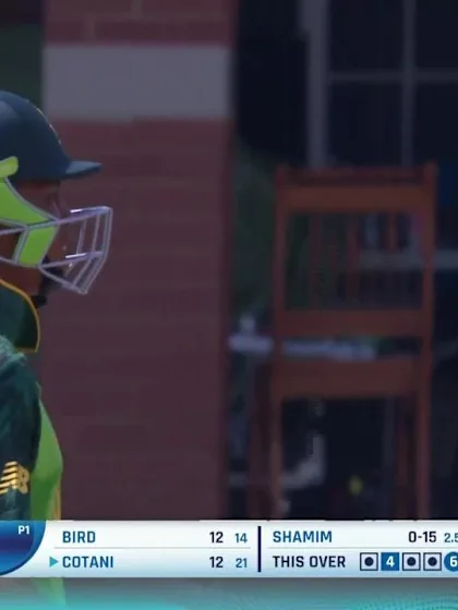 ICC U19 CWC: SA v BAN – Cotani punishes Shamim's full toss with a massive six