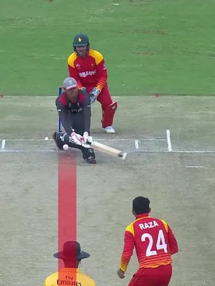 Sikandar Raza gets Rohan Mustafa lbw for 31