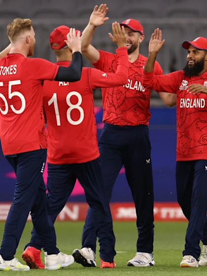 Logo of Adil Rashid runs with the flight of the ball to take a ripping catch and dismiss Najibullah Zadran | T20WC 2022