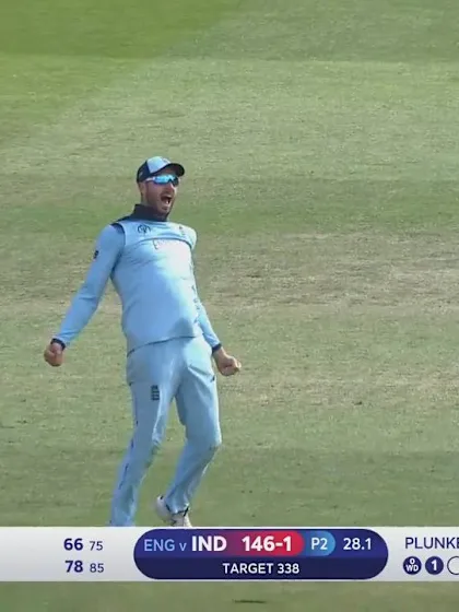CWC19: ENG v IND - Kohli falls to Plunkett for 66