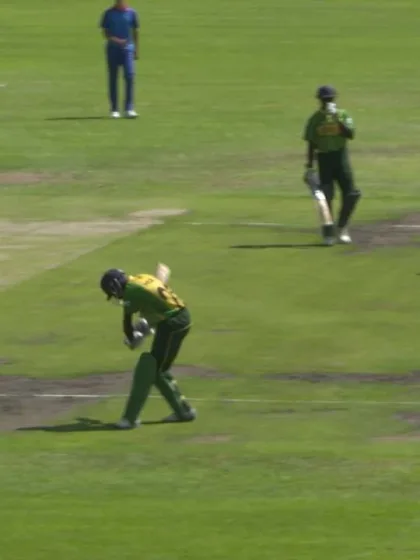 ICC U19 Cricket World Cup Africa Qualifier: Nam v Nga – Mauritius Ngupita of Namibia takes 3 for 16 in 10 overs against Nigeria