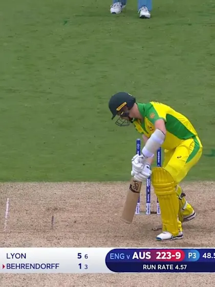 Logo of CWC19 SF: AUS v ENG - Behrendorff is bowled as final wicket falls