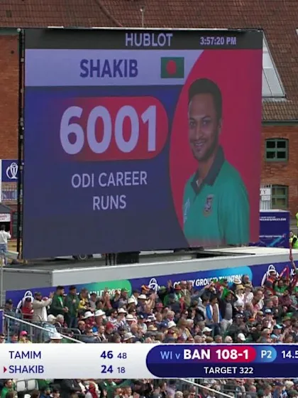 CWC19: WI v BAN - Shakib brings up 6000 runs in ODIs