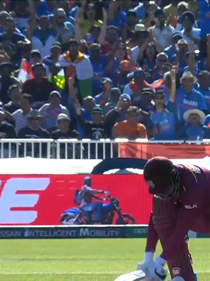 Logo of CWC19: WI v IND – Hetmyer is caught at backward point by Rahul