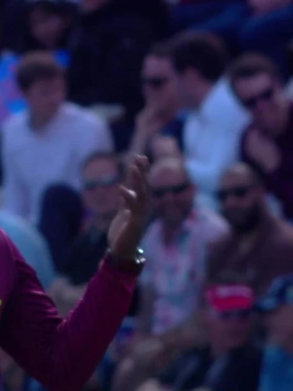Logo of CWC19: ENG v WI - Sub fielder Fabian Allen entertains the crowd