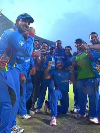 Shahzad and Gayle do the 'Champion' dance after Afghanistan win