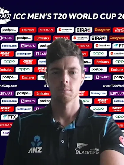 4 November - Sharjah - New Zealand player Mitchell Santner pre-match press conference