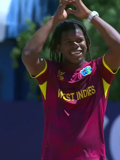 Logo of Pulindu Perera with a Four vs. West Indies