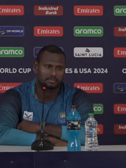 Logo of Angelo Matthews (Sri Lanka player) pre-match Press Conference - 15th June 2024