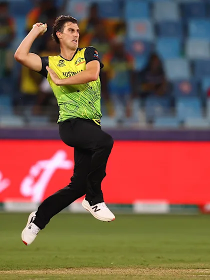 Shanaka is removed by Pat Cummins for 12