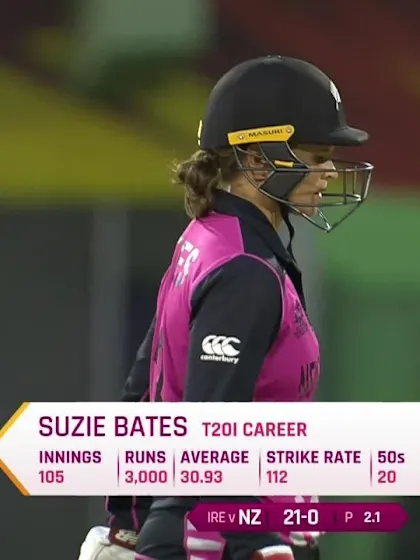 NZ v IRE: Suzie Bates becomes the first player to reach 3,000 T20I runs