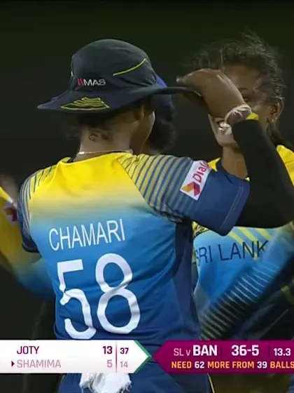 SL v BAN: Shamima Sultana bowled by Inoshi Fernando