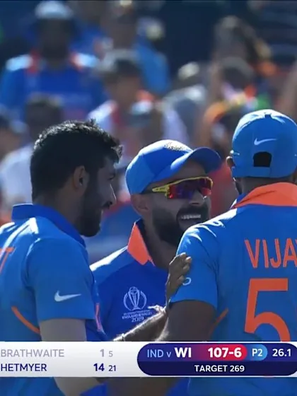CWC19: WI v IND – Brathwaite is caught behind for just 1