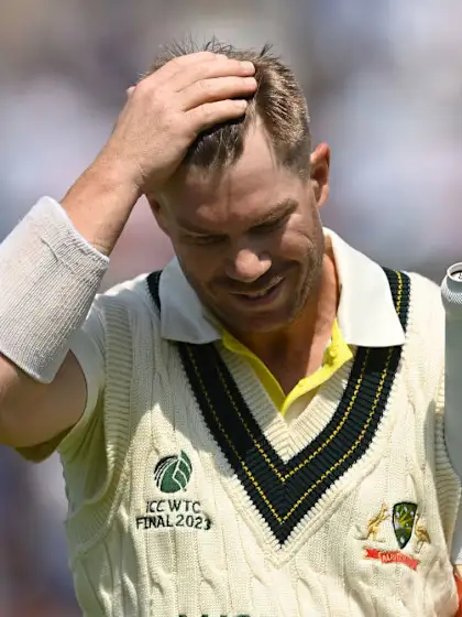 Logo of Bharat's superb leg-side catch ends bright Warner knock