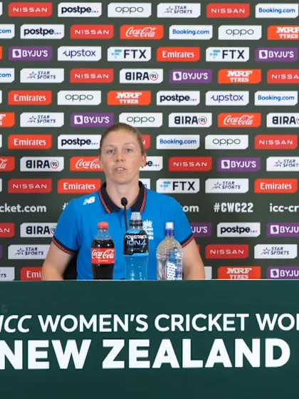Logo of Heather Knight ready for title defence | England Arrival Presser | CWC22