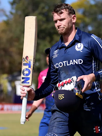 Logo of Berrington bails Scotland out with magnificent century | CWC23 Qualifier