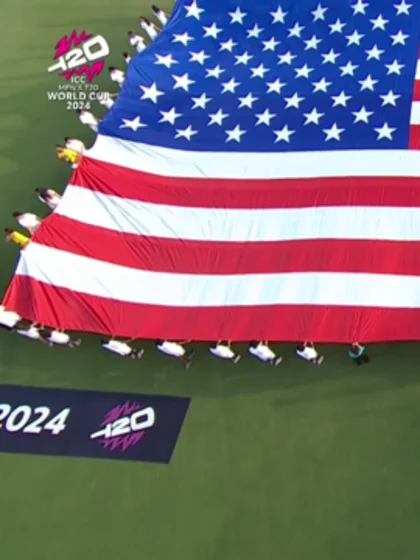 The star-spangled banner plays ahead of the USA-Canada Men's T20 World Cup clash