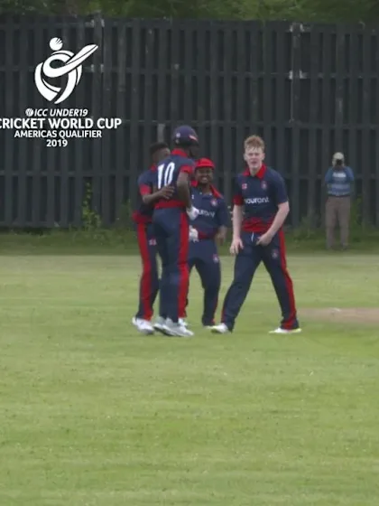 ICC U19 CWC Americas Q – BER v CAY: Bermuda opener Logan Jones is caught by Revaughn Johnson 