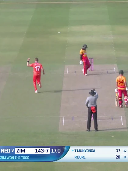 Tony Munyonga - Wicket - Netherlands vs Zimbabwe