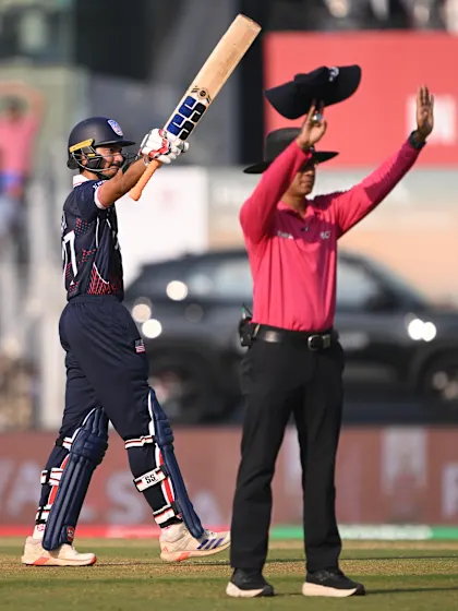 Krishnamurthi raises his bat after a strong burst | T20WC 2026