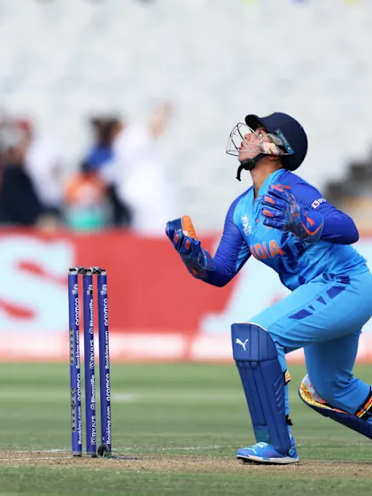 Logo of Reverse sweep goes wrong as Amin falls to Radha | T20 World Cup