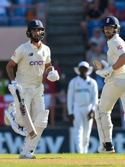 Leach and Mahmood rescue England on extraordinary first day in Grenada