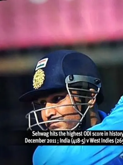 Sehwag hits the highest ODI score in history with a stunning 219