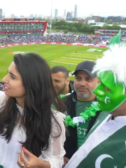CWC19: IND v PAK - Zainab with Pakistan and India fans