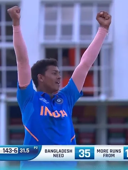 ICC U19 CWC: IND v BAN – Jaiswal's off-spin claims the big wicket of Emon